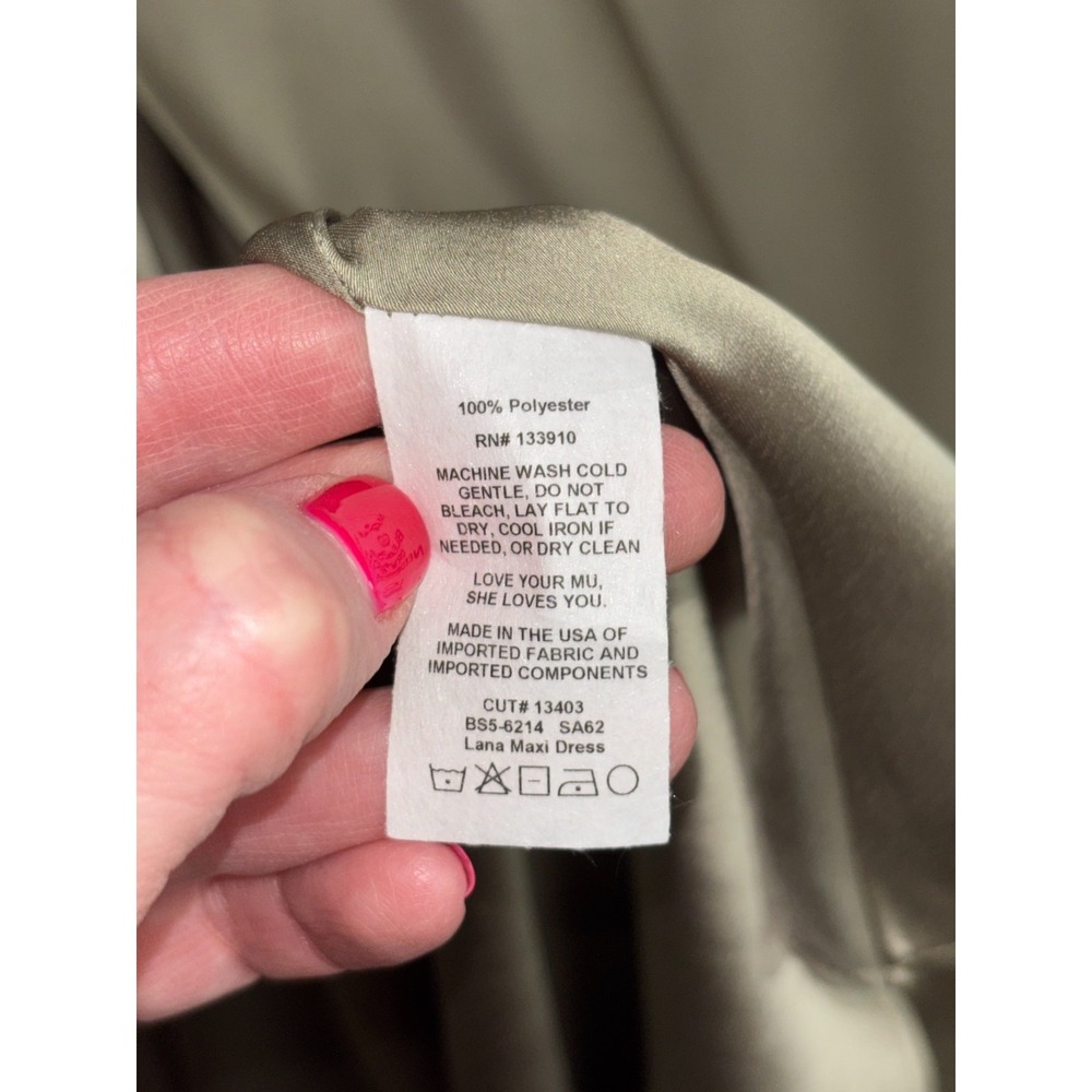 Show Me Your Mumu Lana Maxi Dress Women's Medium Moss Green Luxe Satin - Picture 8 of 16